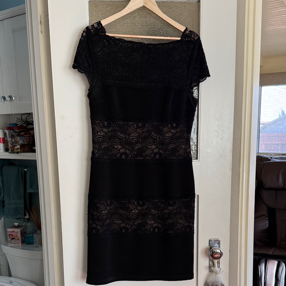 Joseph Ribkoff Black Lace Mini Dress